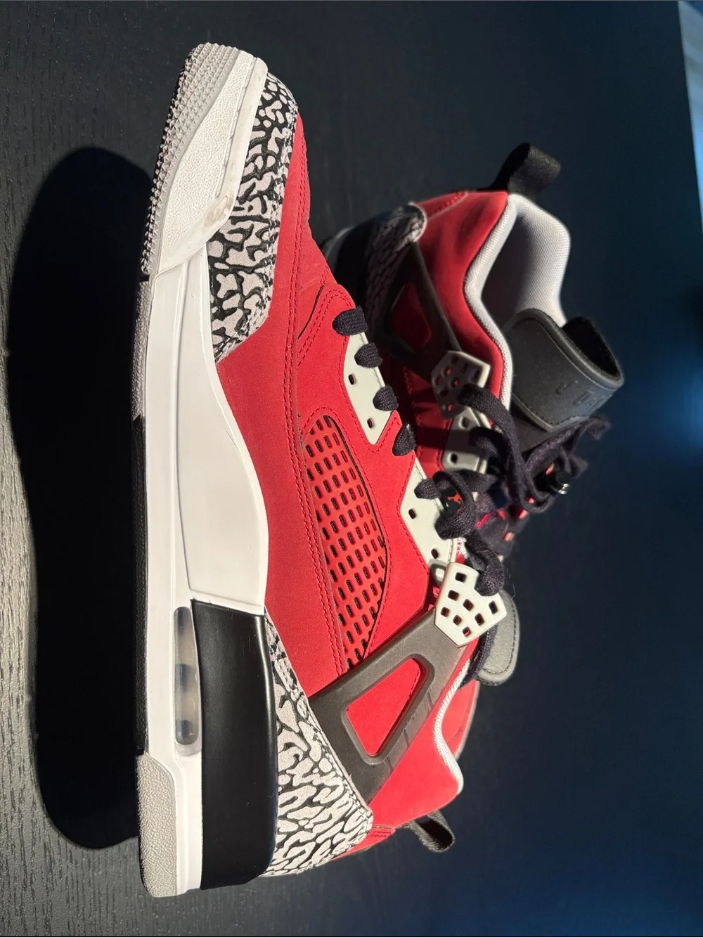 Air Jordan Men's Red & Black Suede Athletic Sneakers with Elephant Print
